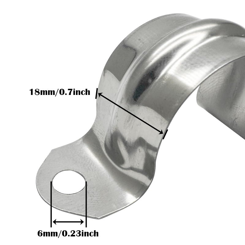 ZLYY 3/4inch Two Hole Strap U Bracket Stainless Steel Tube Strap Tension Clip Assortment Kit Heavy Duty Rigid Pipe Strap Clamp For The Inner Diameter of Water Pipe is 3/4inch 20Pcs (25mm) - Image 4